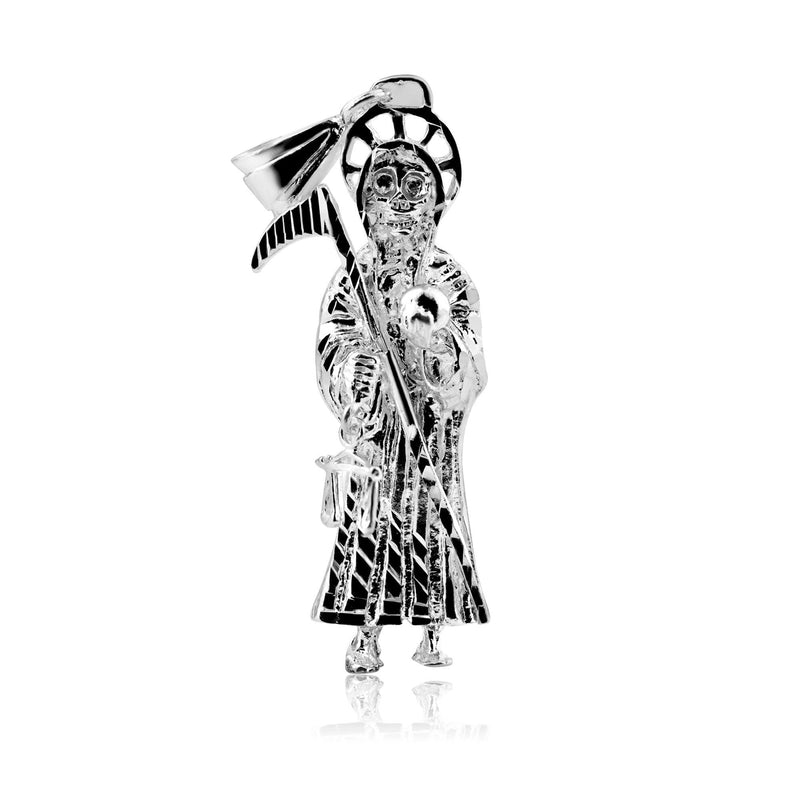 Sterling Silver Grim Reaper Pendant Necklace Made in England Halloween Sterling Silver Grim Reaper Pendant Necklace Made in England Halloween