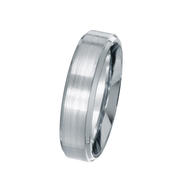 Men's Sterling Silver 925 Rhodium Plated Bordered Matte Finish Band 6mm - EWR00002 | Silver Palace Inc.