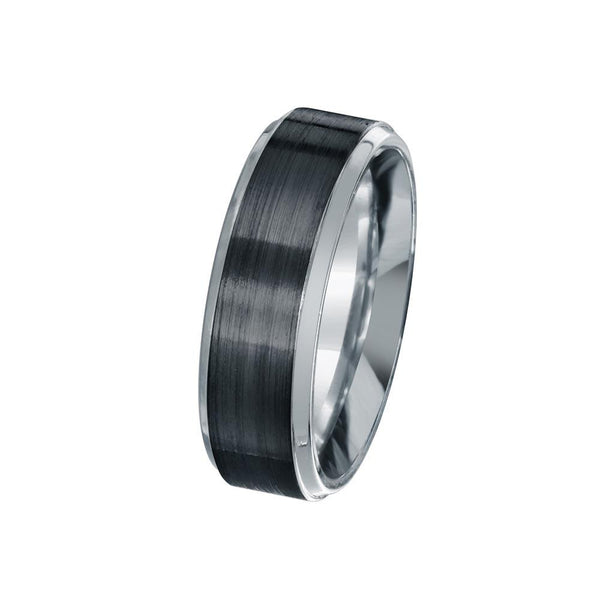 Men's Sterling Silver 925 Black Rhodium Plated Bordered Matte Finish Band 7mm - EWR00003 | Silver Palace Inc.