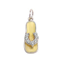 Silver 925 Rhodium Plated White Enamel Clear CZ Sandal Pendant - FFP00001CLR | Silver Palace Inc.