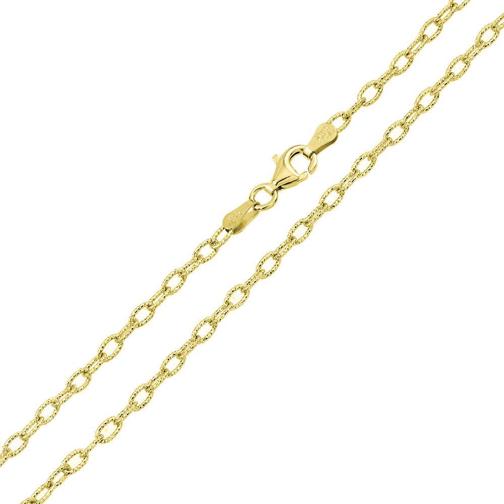 Silver Gold Plated Wire Oval Loop Chain 2.8mm - CH326 GP | Silver Palace Inc.
