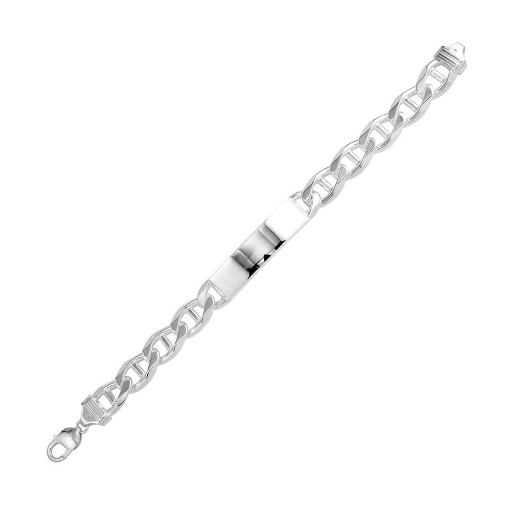 Silver 925 Engravable ID Flat Marina 300 Bracelet 12.4mm - ID