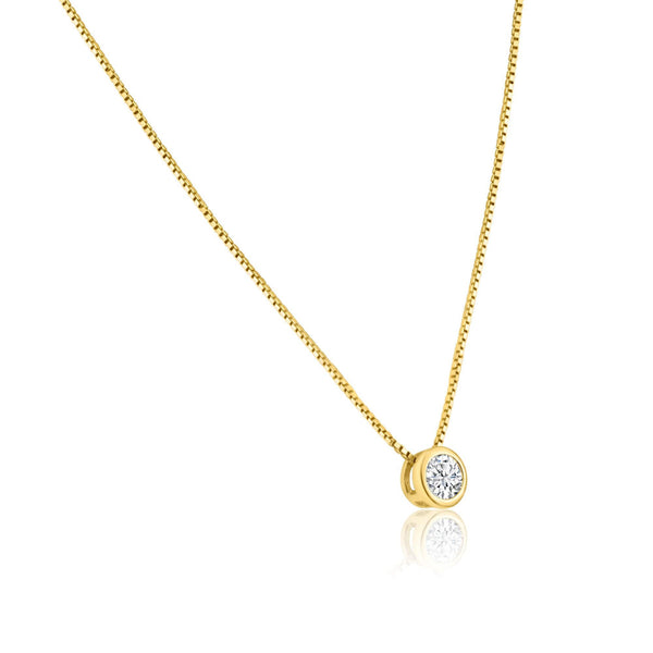 Gold Plated Round Solitaire Pendant Necklace - GCP00001GP | Silver Palace Inc.