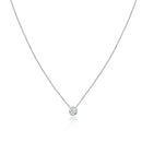 925 Sterling Silver Clear CZ Rhodium Plated Round Solitaire CZ Necklace - GCP00001RH