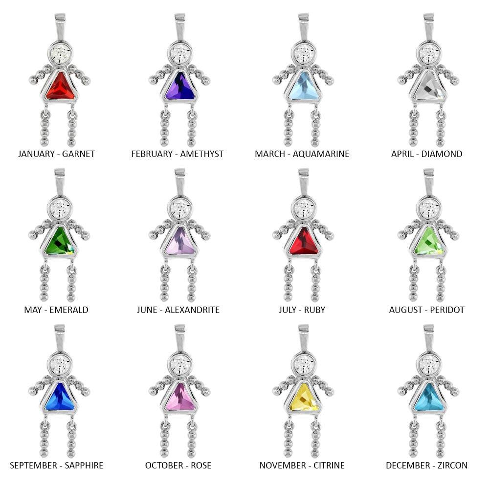 Silver 925 Round Triangle CZ Birthstone Girl Charm  - CHARM004 | Silver Palace Inc.