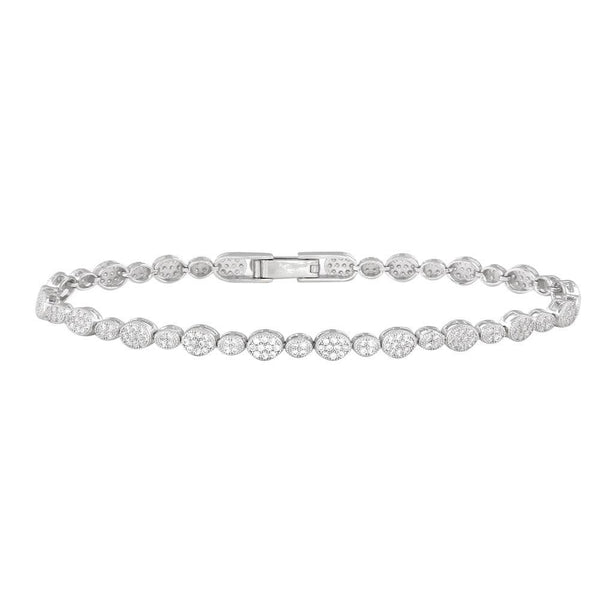 Silver 925 Rhodium Plated Multiple Circle and Marquis Clear Tennis Micro Pave CZ Bracelet - GMB00006 | Silver Palace Inc.
