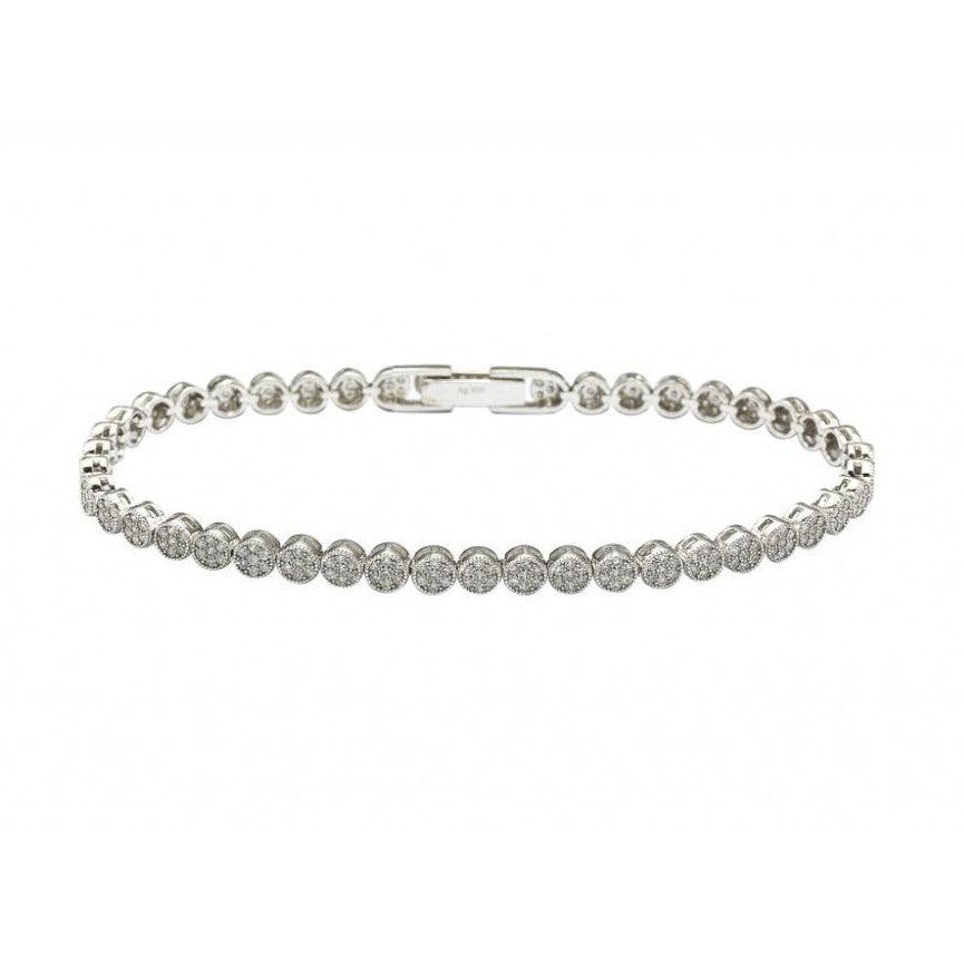 Silver 925 Rhodium Plated 4mm Multiple Circle Clear Tennis Micro Pave CZ Bracelet - GMB00007 | Silver Palace Inc.
