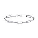 Rhodium Plated 925 Sterling Silver CZ Paperclip Bracelet 7.25 - GMB00090 | Silver Palace Inc.