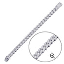 Rhodium Plated 925 Sterling Silver CZ Encrusted Miami Cuban Link Bracelet 11.5mm - GMB00091 | Silver Palace Inc.