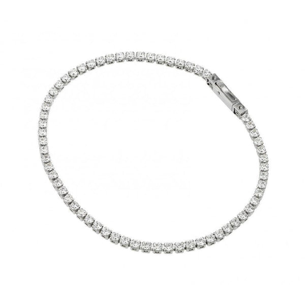 Silver 925 Rhodium Plated CZ Box Bracelet - GMB00012 | Silver Palace Inc.