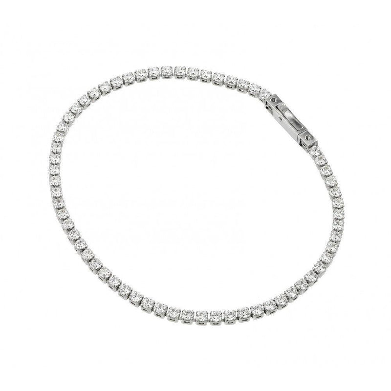 Silver 925 Rhodium Plated CZ Box Bracelet - GMB00012 | Silver Palace Inc.