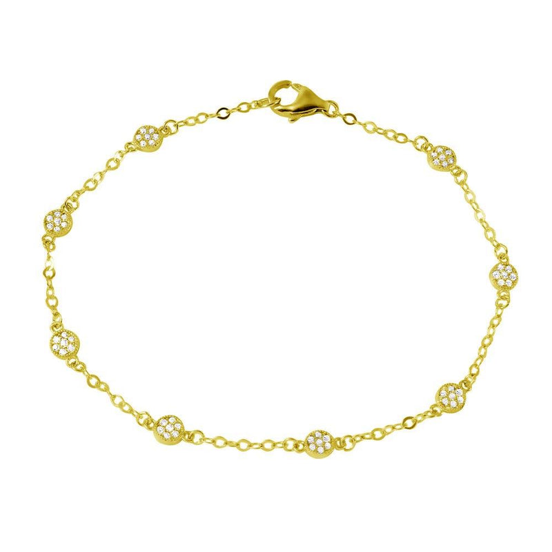 Silver 925 Gold Plated Small Round Floral CZ Bracelet - GMB00020GP | Silver Palace Inc.
