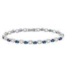 Silver 925 Rhodium Plated Interval Blue CZ Stones Tennis Bracelet - GMB00024-APP | Silver Palace Inc.
