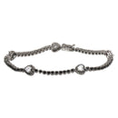 Silver 925 Rhodium Plated Heart Tennis Bracelet with Black and Clear CZ - GMB00057BLK | Silver Palace Inc.