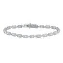 Rhodium Plated 925 Sterling Silver 4mm Square Baguette Center CZ Tennis Bracelet - GMB00065 | Silver Palace Inc.
