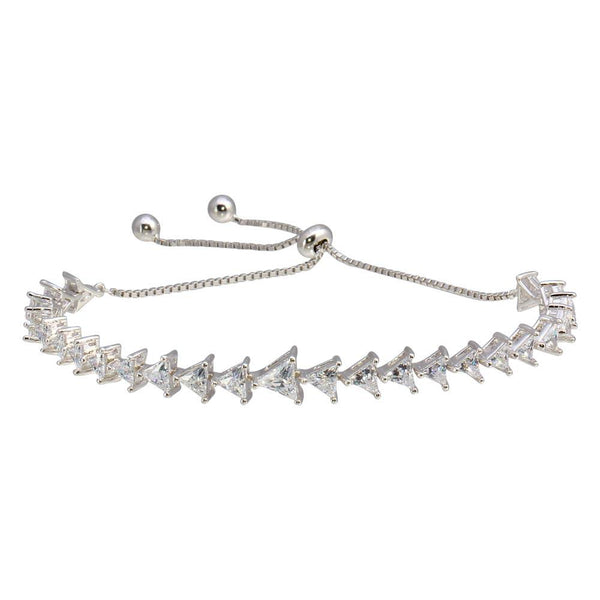 Silver 925 Rhodium Plated Clear CZ Triangle Lariat Bracelet - GMB00066 | Silver Palace Inc.