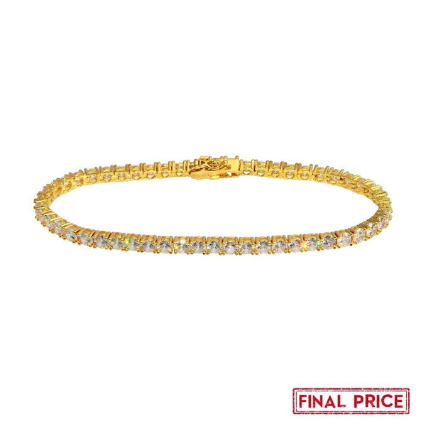 Silver 925 Gold Plated Round CZ Tennis Bracelet 4mm - GMB00086GP | Silver Palace Inc.