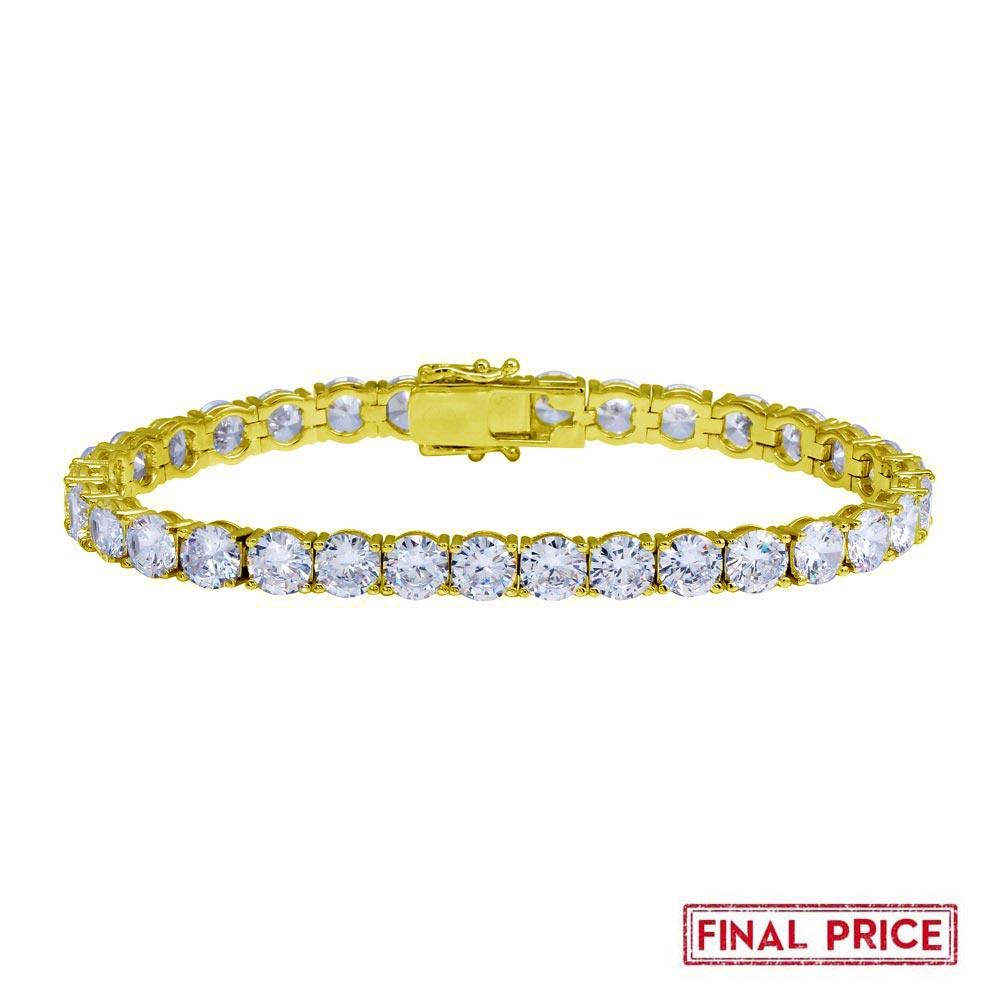 Silver 925 Gold Plated Round CZ Tennis Bracelet 6mm - GMB00088GP | Silver Palace Inc.