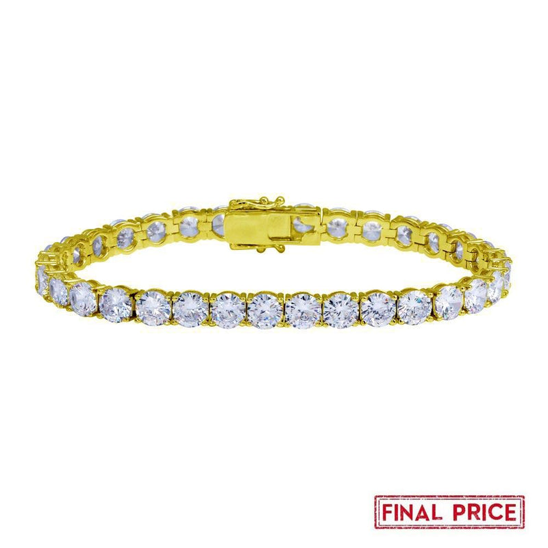 Silver 925 Gold Plated Round CZ Tennis Bracelet 6mm - GMB00088GP | Silver Palace Inc.