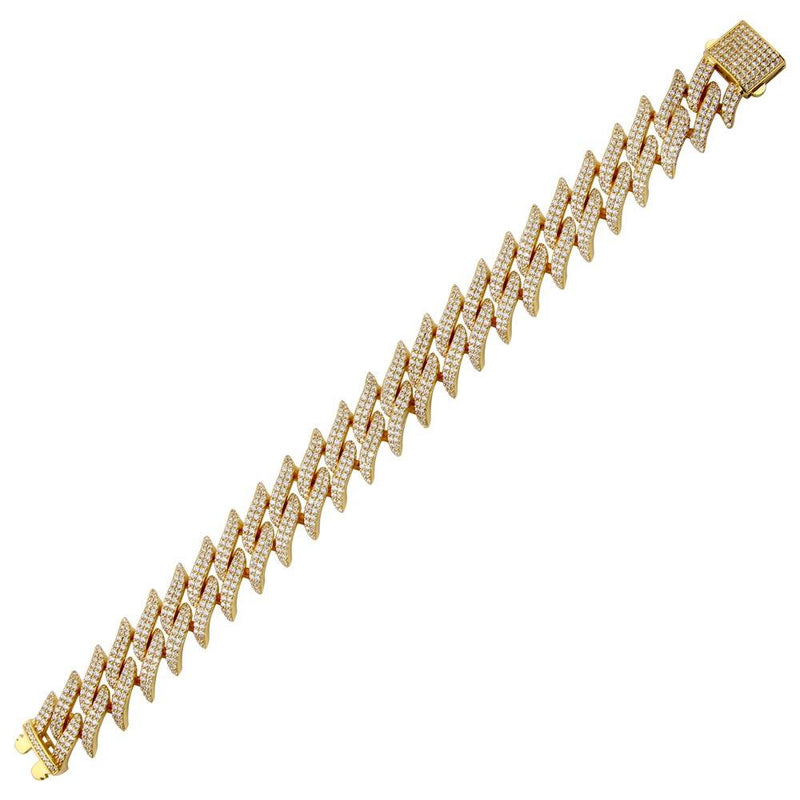 Silver 925 Gold Plated CZ Encrusted Spike Barbed Wire Bracelet