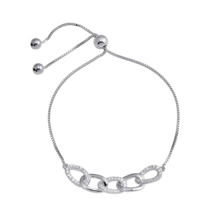 Silver 925 Rhodium Plated CZ  Four Link Bracelet - GMB00101 | Silver Palace Inc.