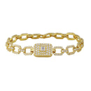 Silver 925 Gold Plated Square Link CZ and Baguette Bracelet - GMB00103GP | Silver Palace Inc.