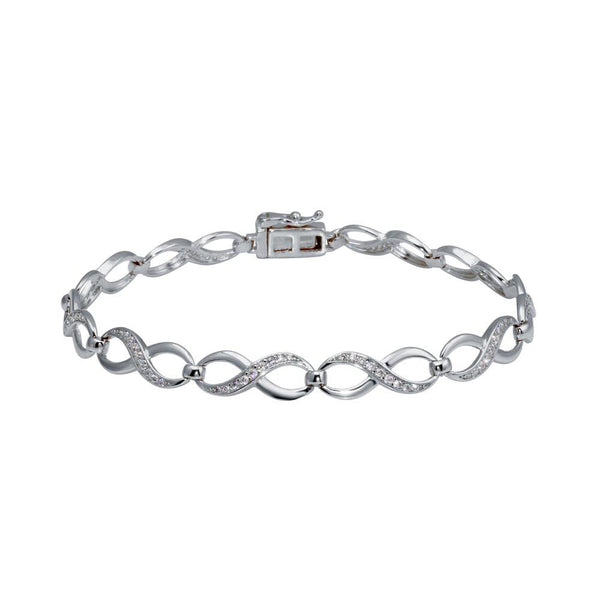 Silver 925 Rhodium Plated CZ Infinity Link Bracelet - GMB00104 | Silver Palace Inc.
