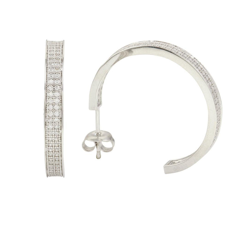 Silver 925 Semi Hoop Earrings with CZ - GME00003RH | Silver Palace Inc.