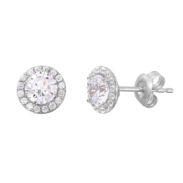 Silver 925 Rhodium Plated CZ Stud Earrings - GME00004RH | Silver Palace Inc.