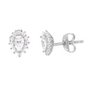 Silver 925 Rhodium Plated CZ Teardrop Stud Earrings - GME00006 | Silver Palace Inc.