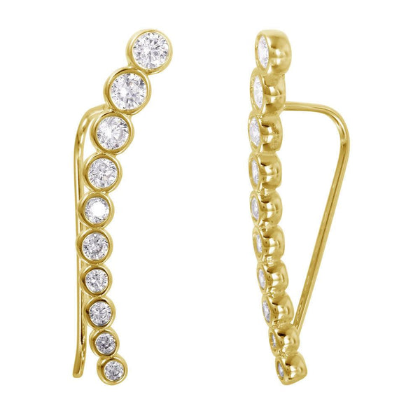 Silver 925 Gold Plated CZ Drop Earrings - GME00008GP | Silver Palace Inc.