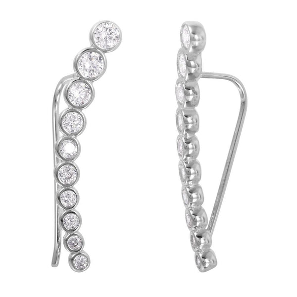 Silver 925 Rhodium Plated CZ Drop Earrings - GME00008 | Silver Palace Inc.