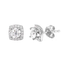 Silver 925 Rhodium Plated CZ Four-Prong Stud Earrings - GME00009 | Silver Palace Inc.