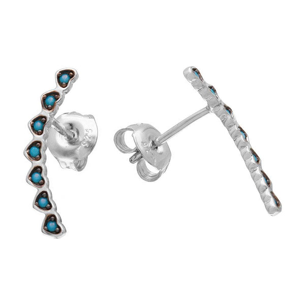 Silver 925 Rhodium Plated Turquoise Hearts Drop Earrings - GME00016BLK-T | Silver Palace Inc.