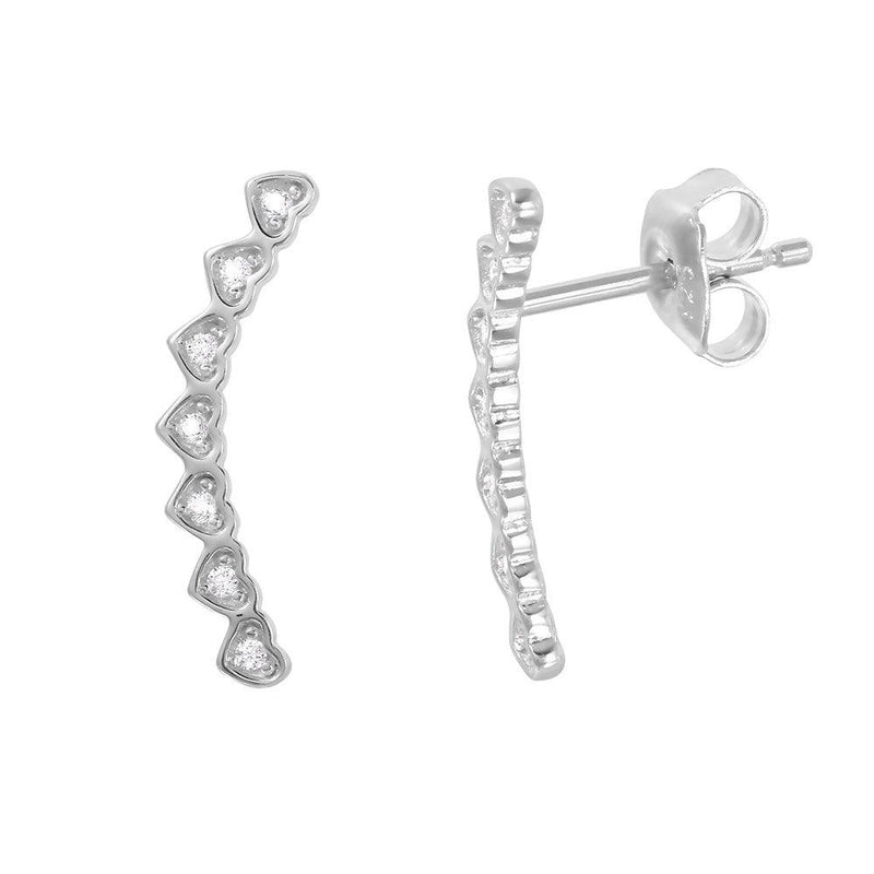 Silver 925 Rhodium Plated CZ Hearts Drop Earrings - GME00016 | Silver Palace Inc.