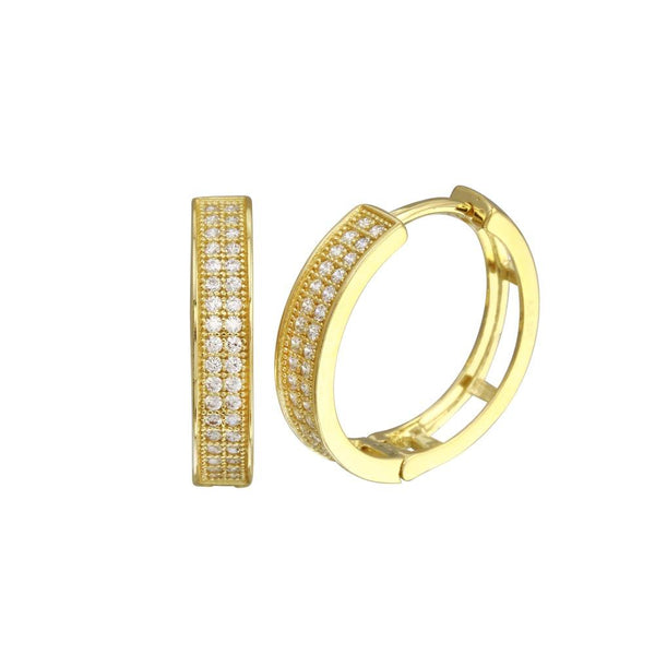Silver 925 Gold Plated Round Micro Pave CZ Hoop Earrings 18mm - GME00023GP | Silver Palace Inc.