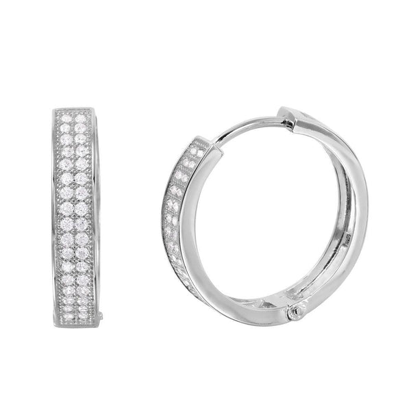 Silver 925 Rhodium Plated CZ huggie hoop Earrings - GME00023 | Silver Palace Inc.