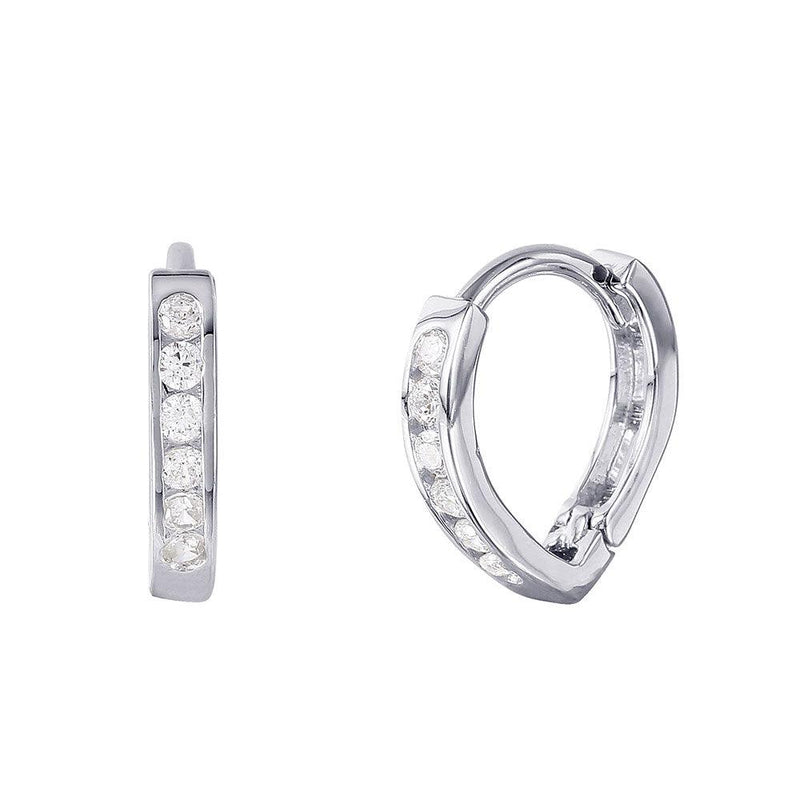 Silver 925 Rhodium Plated Hinged CZ huggie hoop Earrings - GME00024 | Silver Palace Inc.