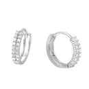 Silver 925 Rhodium Plated Hinged CZ huggie hoop Earrings - GME00025 | Silver Palace Inc.