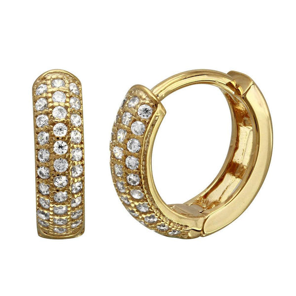 Silver 925 Gold Plated CZ huggie hoop Earrings - GME00027GP | Silver Palace Inc.