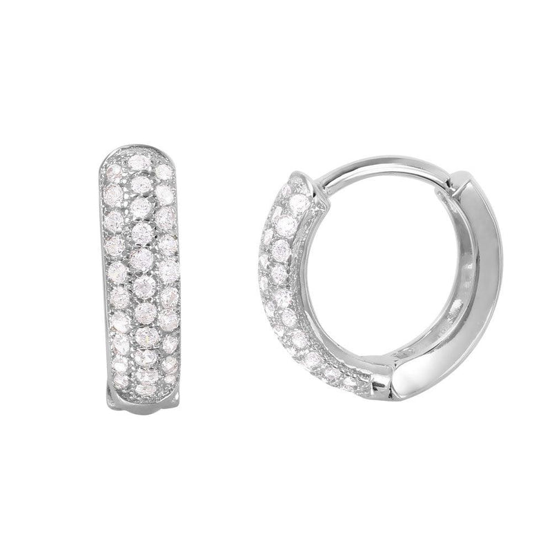 Silver 925 Rhodium Plated CZ huggie hoop Earrings - GME00027 | Silver Palace Inc.