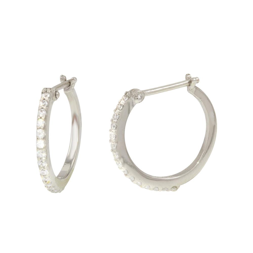Tidal Turquoise Sterling Silver Mini Hoop Earrings plated in Rhodium