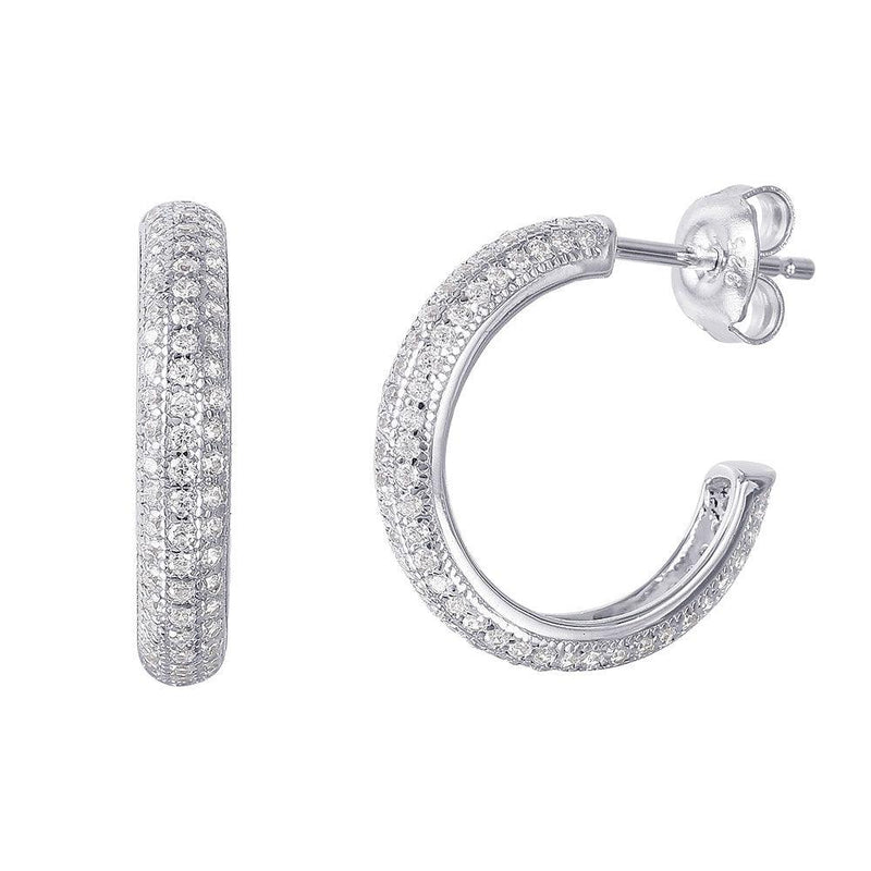 Silver 925 Rhodium Plated CZ Hoop Earrings - GME00029RH | Silver Palace Inc.