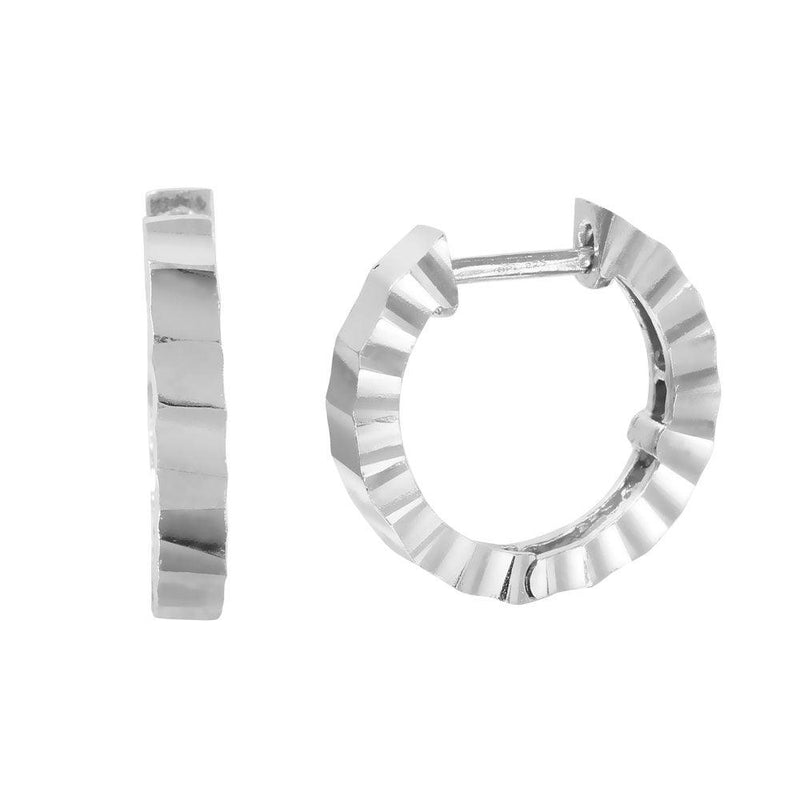 Silver 925 Rhodium Plated Radial CZ huggie hoop Earrings - GME00030RH | Silver Palace Inc.