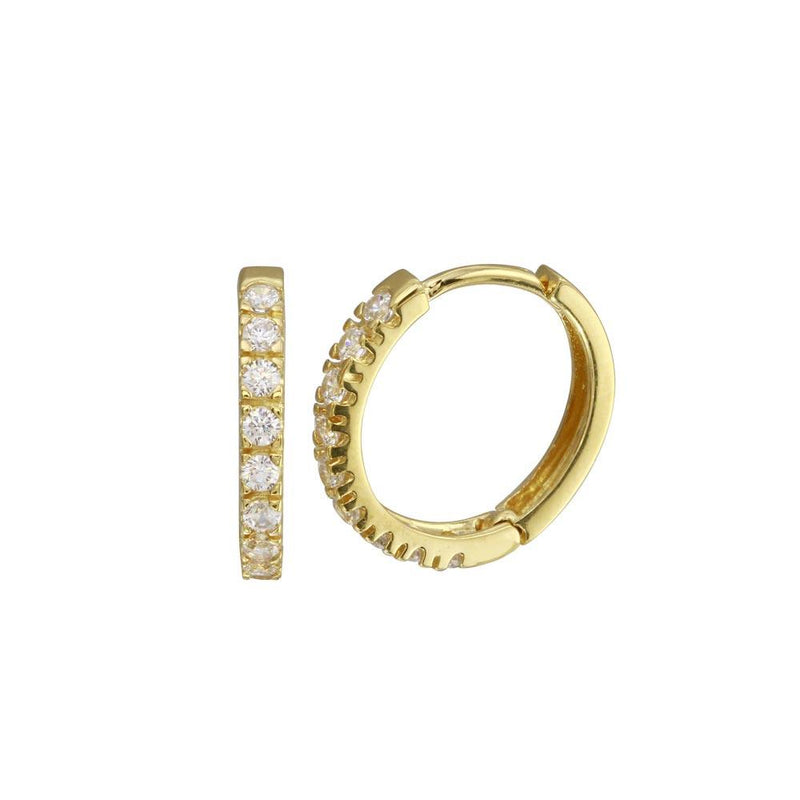 Silver 925 Gold Plated Round CZ Hoop Earrings 15mm - GME00032GP | Silver Palace Inc.