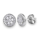 Silver 925 Rhodium Plated CZ Encrusted Double Layer Disc Studs - GME00048 | Silver Palace Inc.
