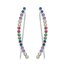 Silver 925 Rhodium Plated Multi-Colored CZ Stone Climbing Earrings - GME00071RBC | Silver Palace Inc.