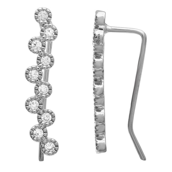 Silver 925 Rhodium Plated CZ Bubble Climbing Earrings - GME00072RH | Silver Palace Inc.