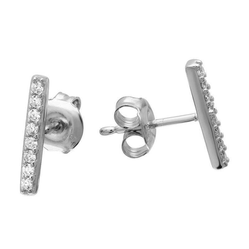 Silver 925 Rhodium Plated CZ Bar Earrings - GME00076 | Silver Palace Inc.