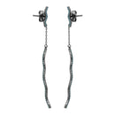 Silver 925 Black Rhodium Hanging Wavy Turquoise Stones Drop Earrings - GME00083BLK | Silver Palace Inc.